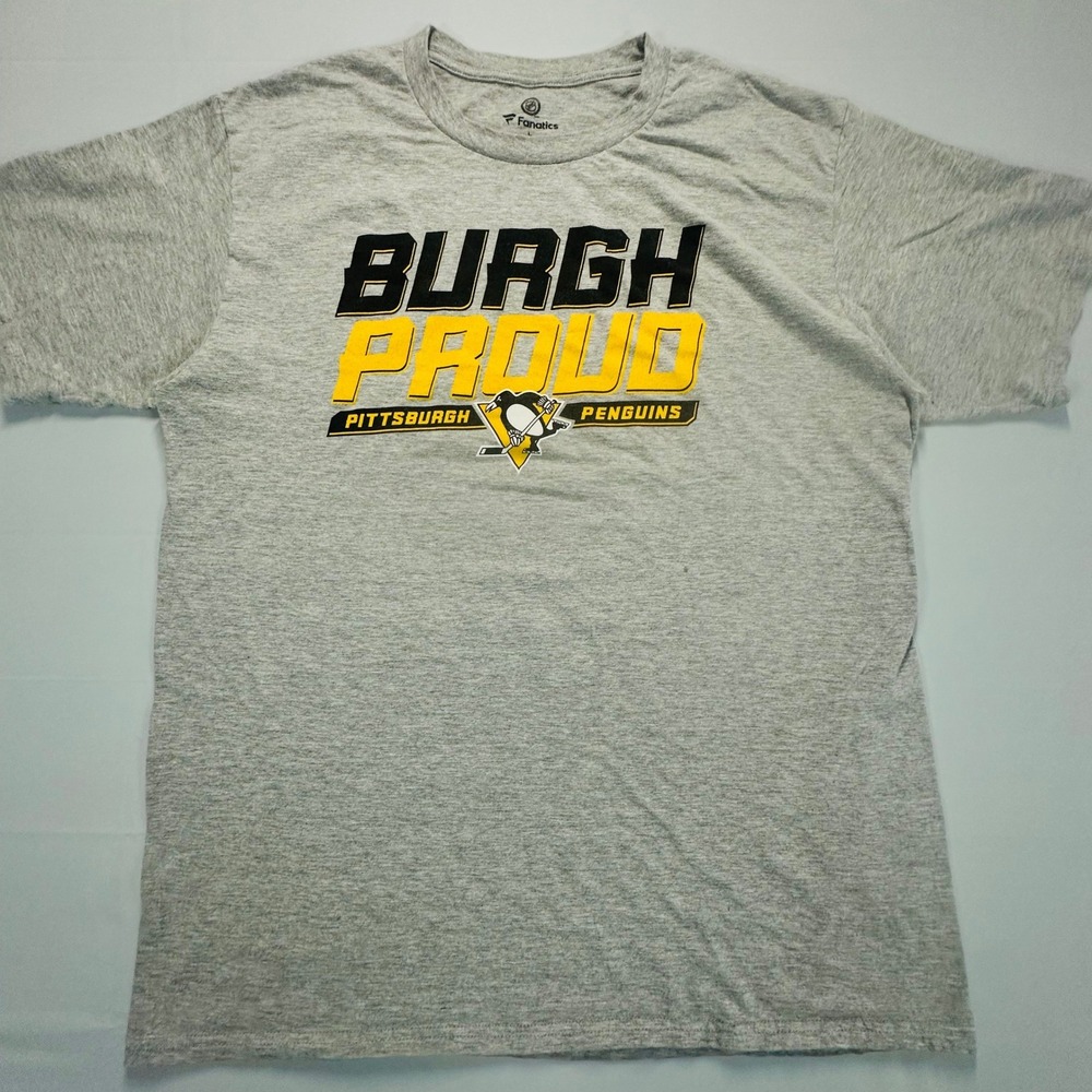Fanatics Pittsburgh Penguins Burgh Proud NHL T-Shirt Mens Large Gray Tee